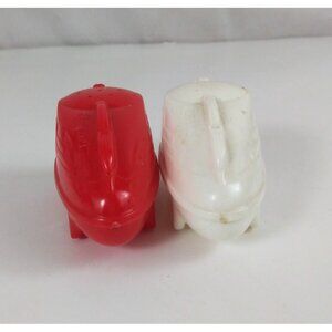 Vintage Compact Electric Vacuum Red & White Plastic Salt & Pepper Shakers